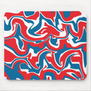 Mousepad Padrão de abstrato azul e branco vermelho