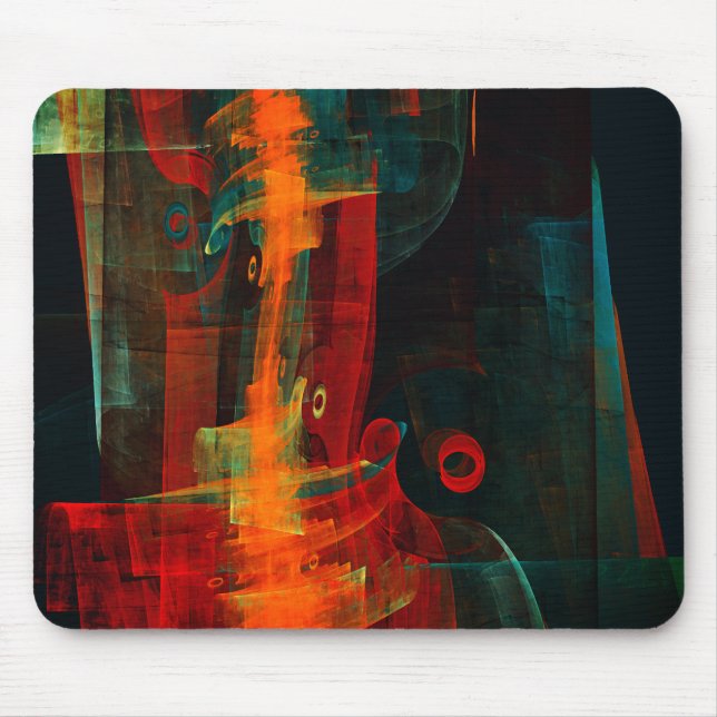 Mousepad Padrão de Abstrato de Arte Moderno Vermelho Azul-L (Frente)