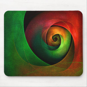 Mousepad Padrão de Abstrato de Arte Vermelha Verde Floral M