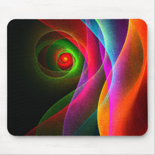 Mousepad Padrão de Abstrato de Arte Vermelho Verde Laranja 