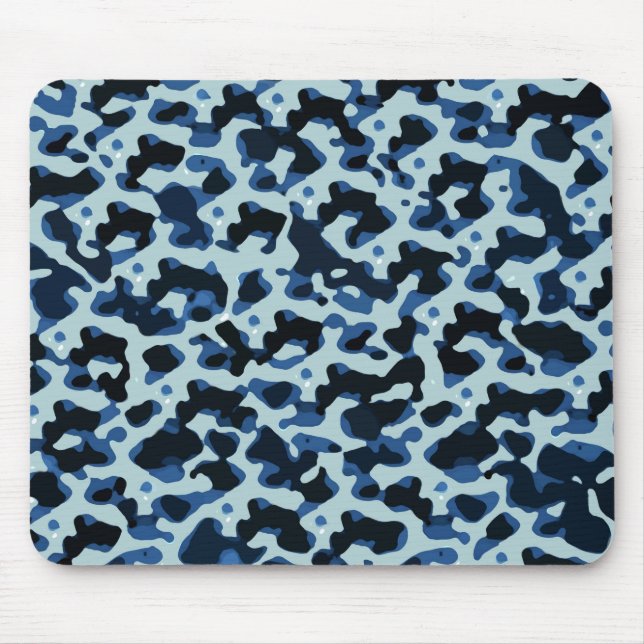 Mousepad Padrão de Abstrato de Camo Preto Azul (Frente)
