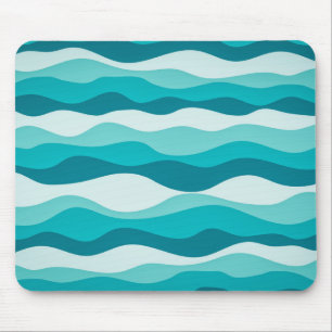 Mousepad Padrão de Abstrato de Ondas Simples no Oceano Azu