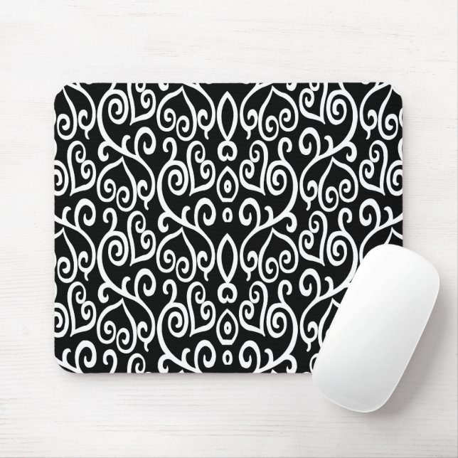 Mousepad Padrão de Abstrato de preto e branco (Com mouse)