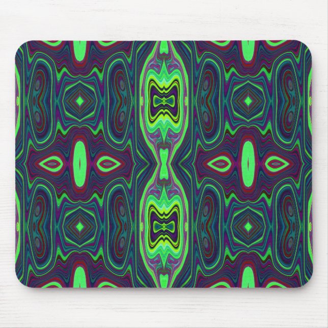 Mousepad Padrão de Abstrato de Retro, Vermelho e Azul (Frente)