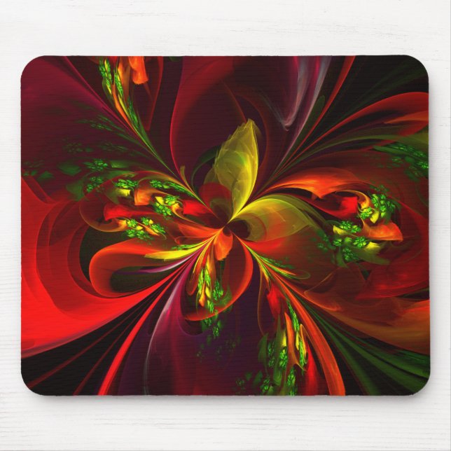 Mousepad Padrão de Abstrato Floral Verde Moderno #05 (Frente)