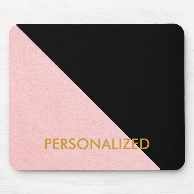 Mousepad Padrão de Abstrato preto e rosa personalizado (Frente)
