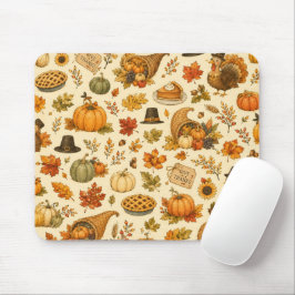 Mousepad Padrão de Ação de Graças em Aquarela 