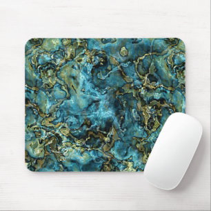 Mousepad Padrão de Agate de Minerais Dourados de Turquesa 