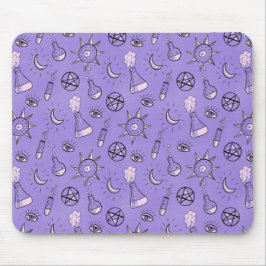 Mousepad Padrão de Alquimia Roxo de Poções de Bruxas