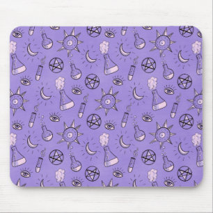 Mousepad Padrão de Alquimia Roxo de Poções de Bruxas