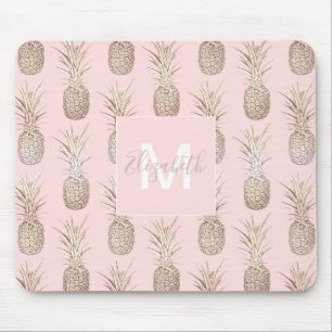 Mousepad Padrão de ananás ouros e pincéis