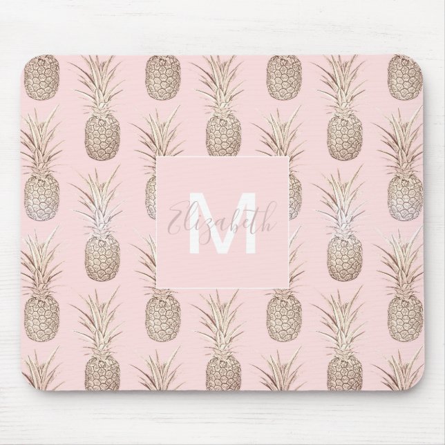 Mousepad Padrão de ananás ouros e pincéis (Frente)