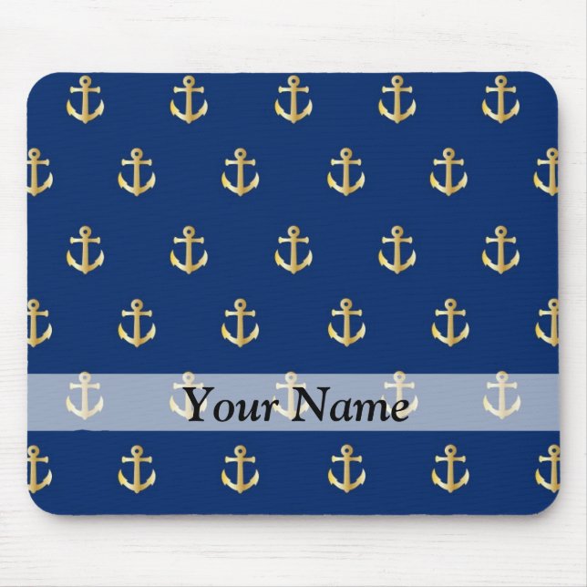 Mousepad Padrão de âncora azul (Frente)