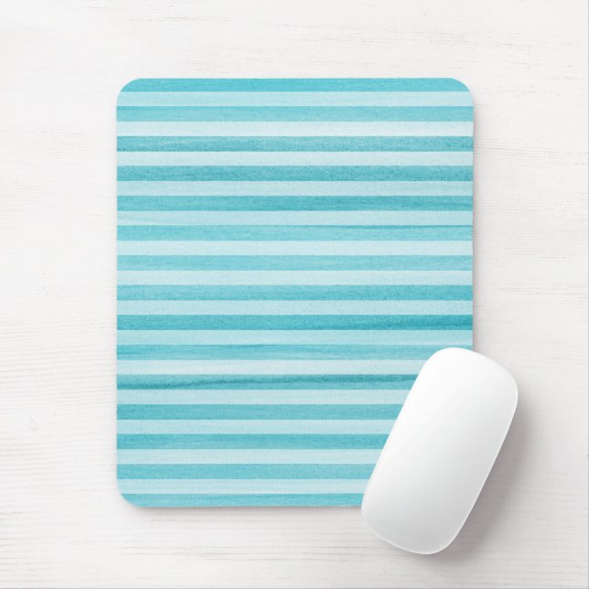Mousepad Padrão de Aqua Azul Molho de Stripes Aqua (Com mouse)