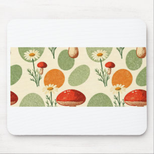 Mousepad Padrão de Aquarela de Cogumelo Rústico & Margarida