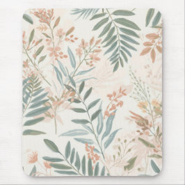 Mousepad Padrão de Aquarela de Folha de Blush Botânico Salv