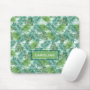 Mousepad Padrão de Aquarela de Folhas Tropicais Personaliza