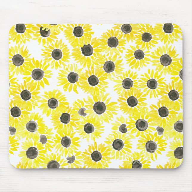 Mousepad Padrão de aquarela de Sunflower (Frente)