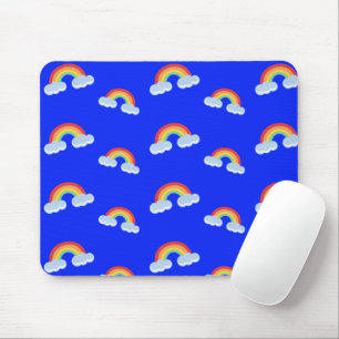 Mousepad Padrão de Arco-Íris Bonito com Nuvens