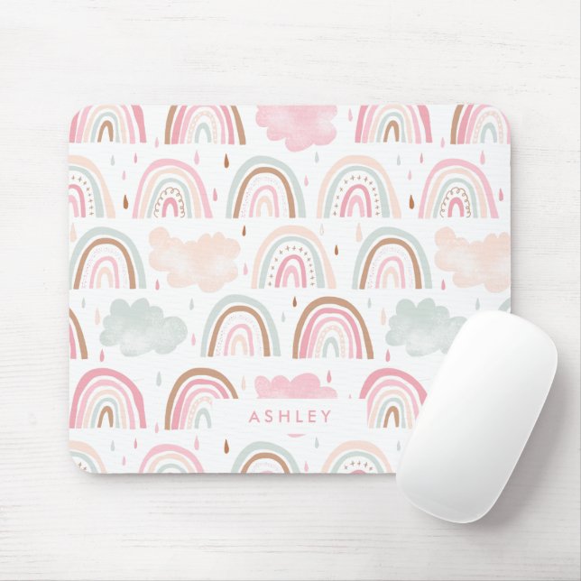 Mousepad Padrão de arco-íris pastel primo (Com mouse)