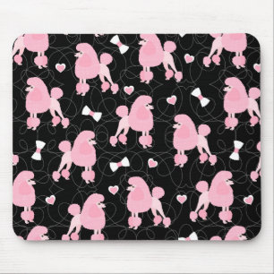 Mousepad Padrão de Arcos e Poodles Rosa