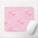 Mousepad Padrão de Arcos Rosa Imísico<br><div class="desc">Colete e pastilha bucal branca com ilustração desenhada à mão de arcos cor-de-rosa e padrão cardíaco.</div>