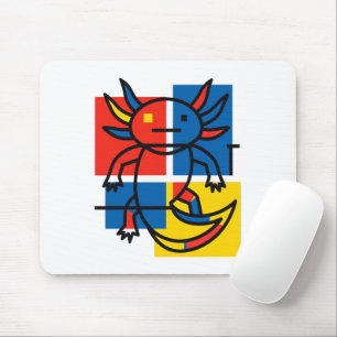 Mousepad Padrão de Arte Abstrata Divertido de Axolote Piet