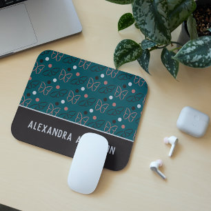 Mousepad Padrão de Arte de Cinza Azul Bonito/Cinza