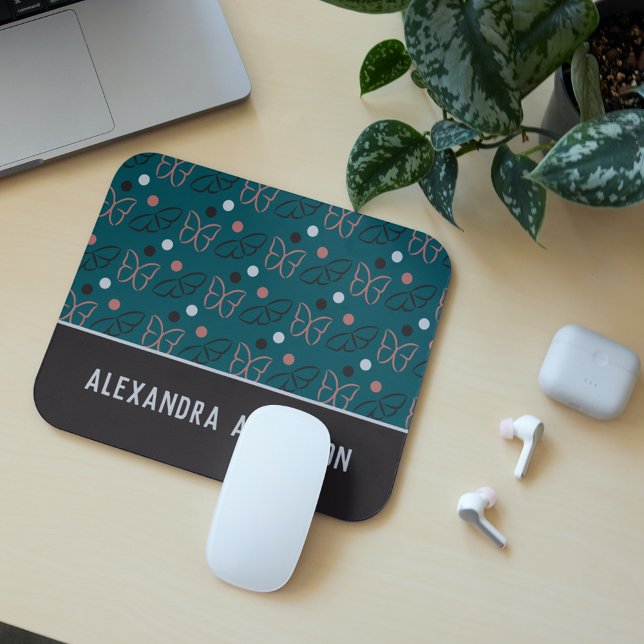 Mousepad Padrão de Arte de Cinza Azul Bonito/Cinza (Criador carregado)