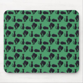 Mousepad Padrão de Arte de Pixel de Halloween em Gatos Pret