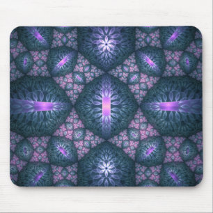Mousepad Padrão de Arte Fractal 3D Turquesa Roxo Rosa