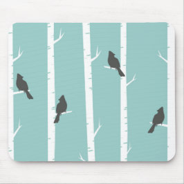 Mousepad Padrão de árvore de aves azul-lacrimogênio simples
