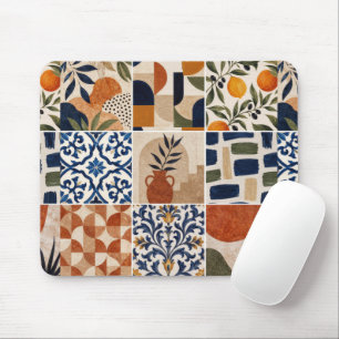 Mousepad Padrão de Azulejo Boho Mediterrâneo