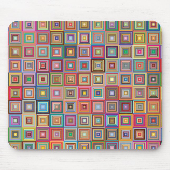 Mousepad Padrão de azulejo geométrico quadrado retrô (Frente)