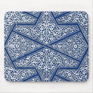 Mousepad Padrão de azulejo persa - azul de cobalto e branco