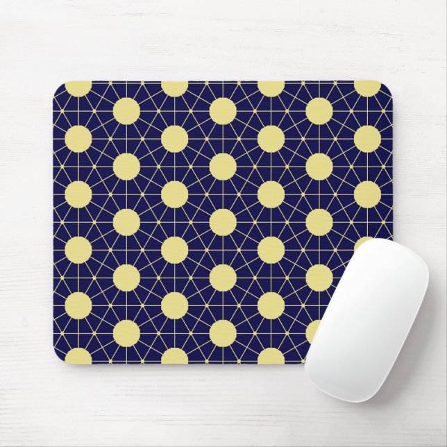 Mousepad Padrão de azulejos geométricos elegantes em azul n (Com mouse)