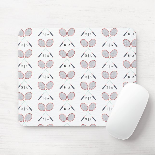Mousepad Padrão de Badminton do Monograma Personalizado (Com mouse)