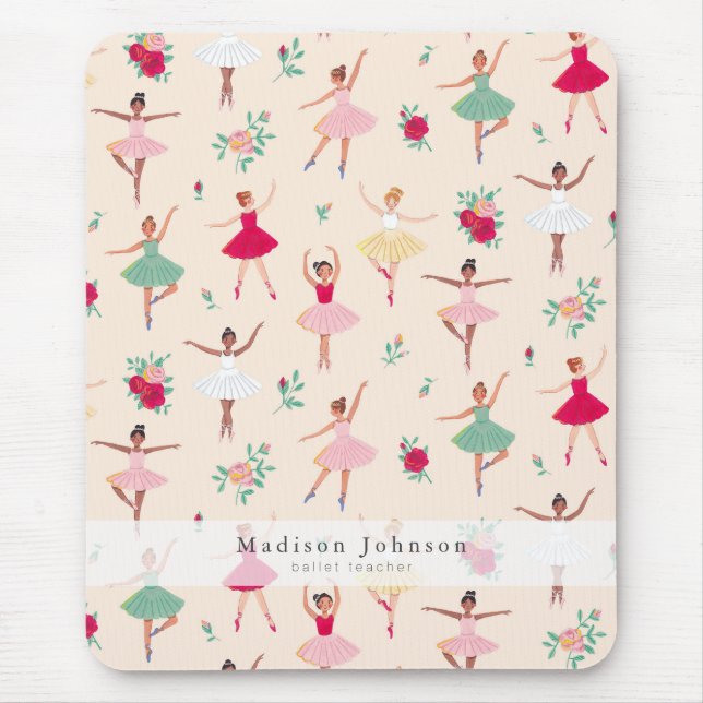 Mousepad Padrão de Bailarinas de Ballet Fofas (Frente)