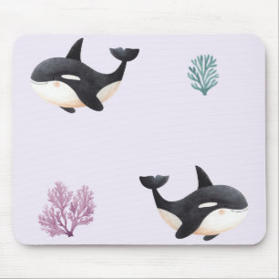 Mousepad Padrão de Baleia Orca Fofa para Berçário de Vida M