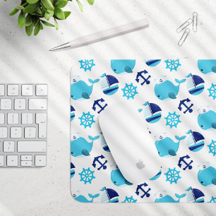 Mousepad Padrão De Baleias, Baleias Cutas, Baleias Azuis