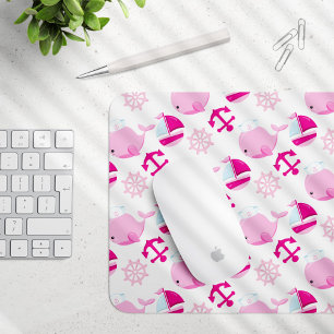 Mousepad Padrão De Baleias, Baleias Cutas, Baleias Rosa