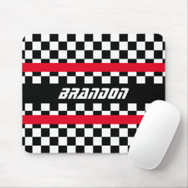 Mousepad Padrão de bandeira xadrez preta e branca personali