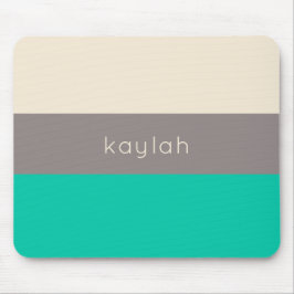 Mousepad Padrão de Bloco de Cores Verde Seafoam com Nome