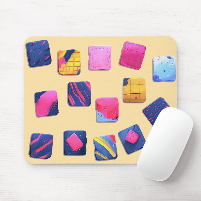 Mousepad Padrão de blocos coloridos do abstrato (Com mouse)