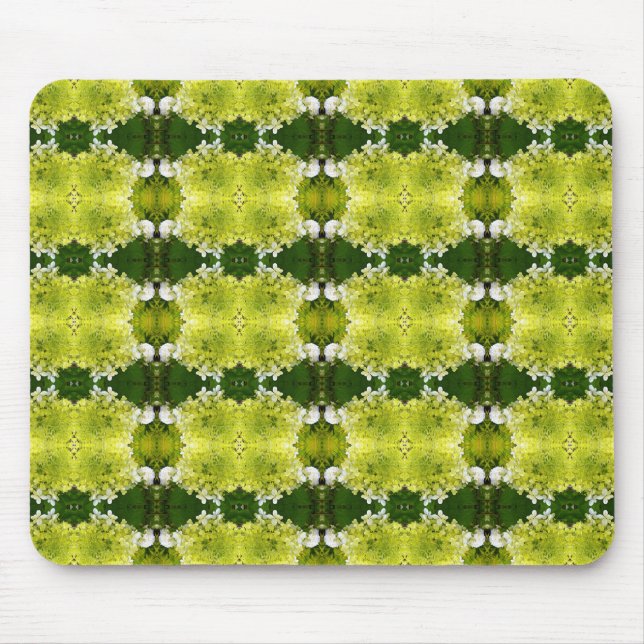 Mousepad Padrão de Blooms de Abstrato Verde Chartreuse (Frente)