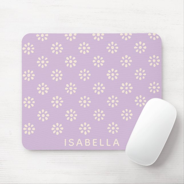 Mousepad Padrão de Boho das Flores de lavanda Personalizado (Com mouse)