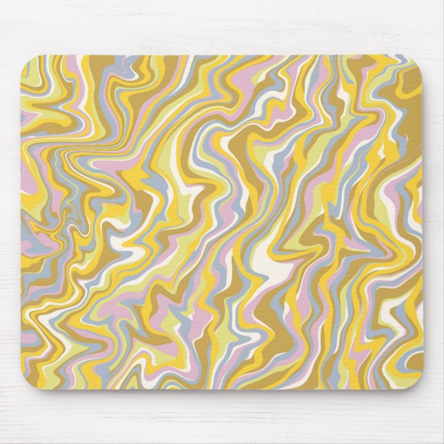 Mousepad Padrão de Boho Líquido do Hippie 70s Green Marble (Frente)