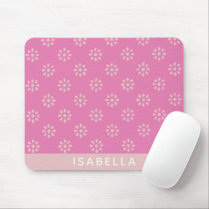 Mousepad Padrão de Boho Personalizado de Flores Rosa Hot