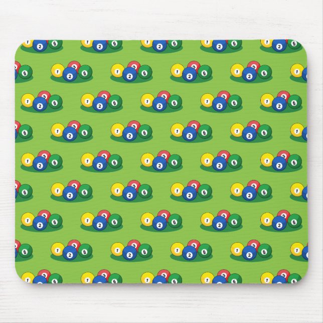 Mousepad Padrão de Bolas de Sono de Piscina Billiard (Frente)