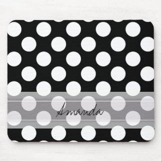 Mousepad Padrão de Bolinhas Chic Branco Monograma